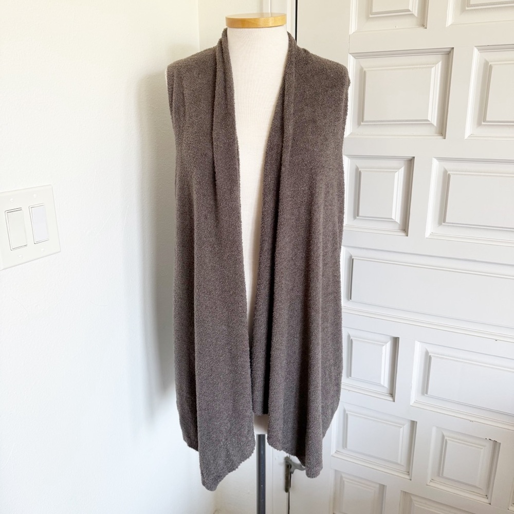 Barefoot Dreams Bamboo Chic Lite Knit Calypso Vest Cardigan Duster Gray Taupe